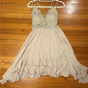 Blue B taupe crochet & lace detail dress - brand new